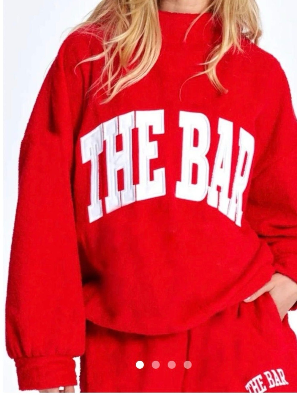 The Bar Red Crewneck Sweatshirt with White Logo